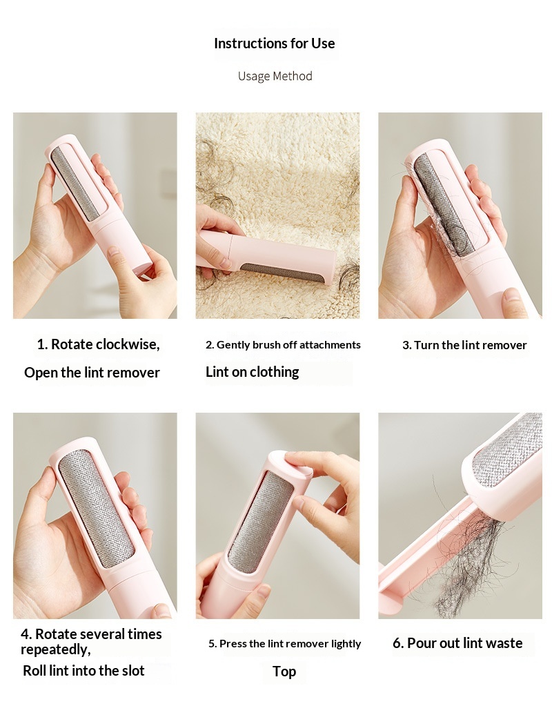 How to use the 2-in-1 reusable pet hair roller, step by step